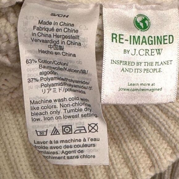 J. Crew Diagonal Cable-Knit Crewneck Sweater Size Small Cotton Fisherman Crew - Picture 6 of 7